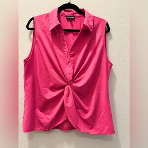 Bubble gum pink center knotted blouse